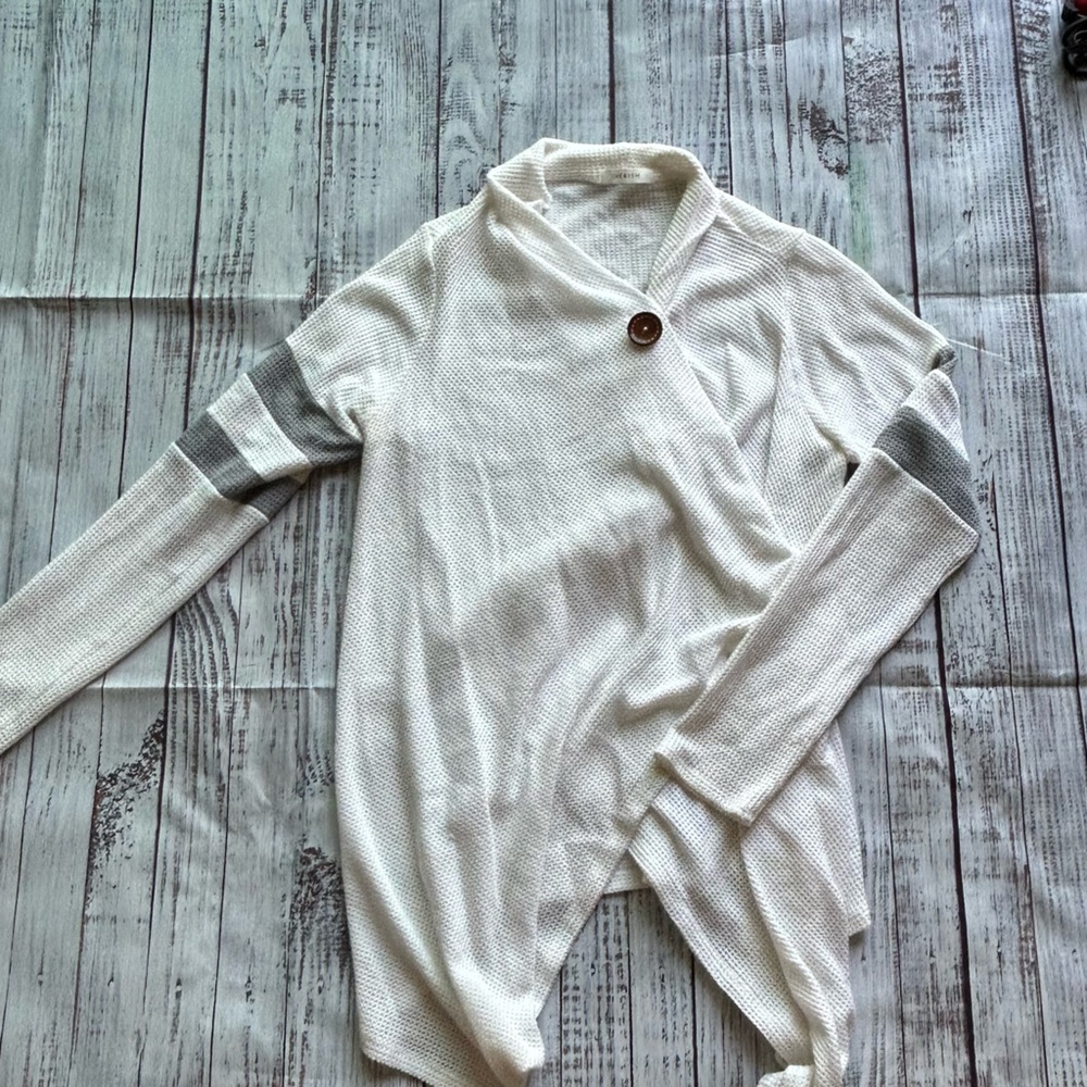 Cherish White Waffle Knit Cardigan